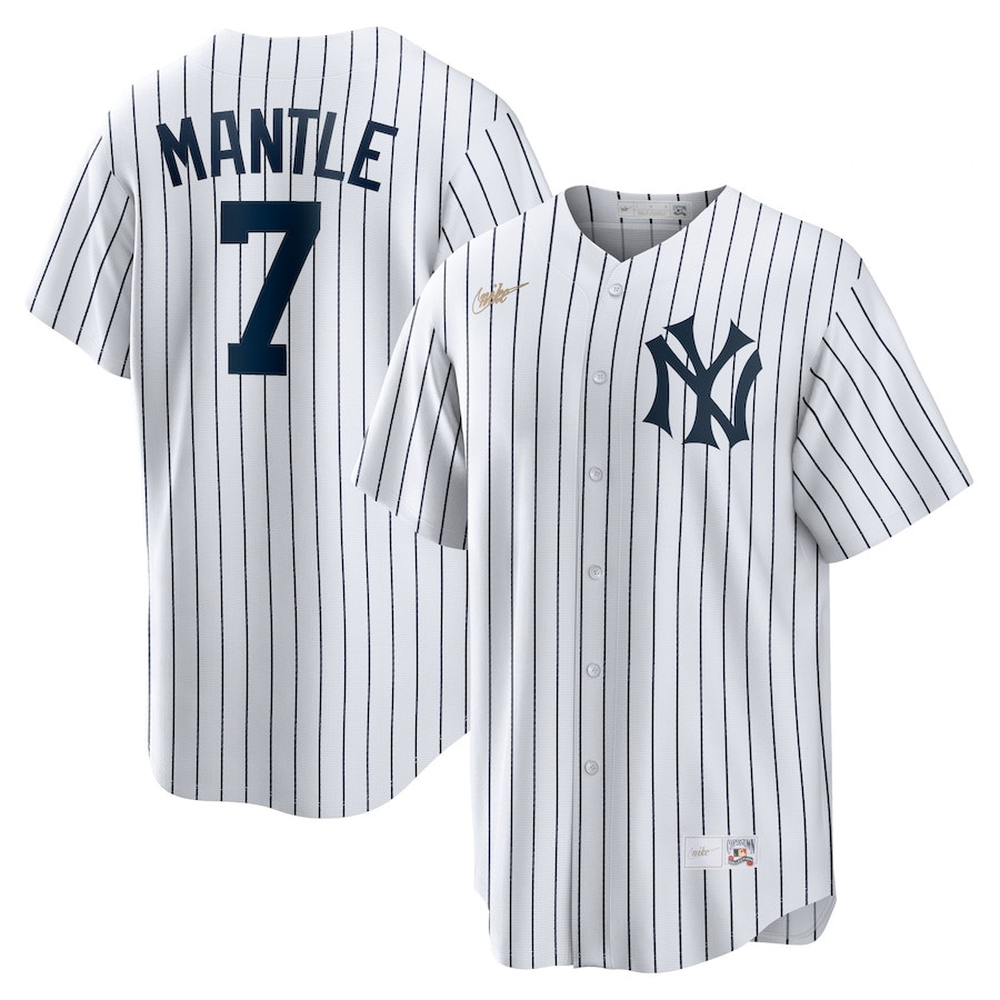 Mickey Mantle 7 New York Yankees Cooperstown Collection Home Baseball Jersey - White 