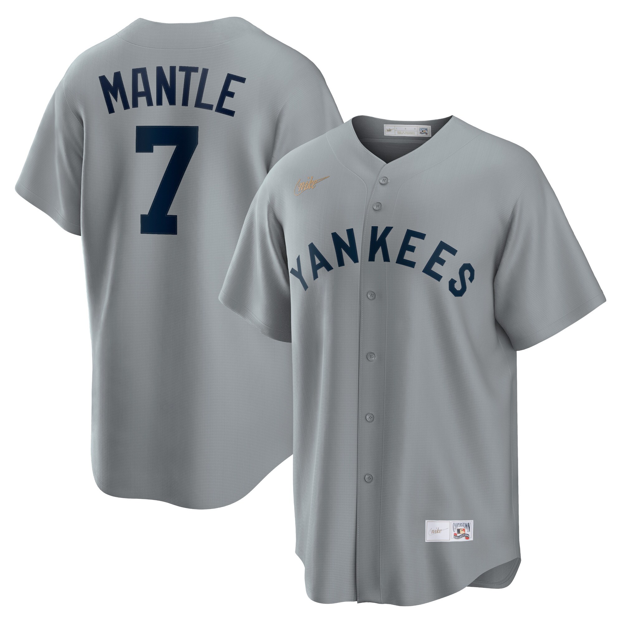 Mickey Mantle New York Yankees Road Cooperstown Collection Player Baseball Jersey – Gray