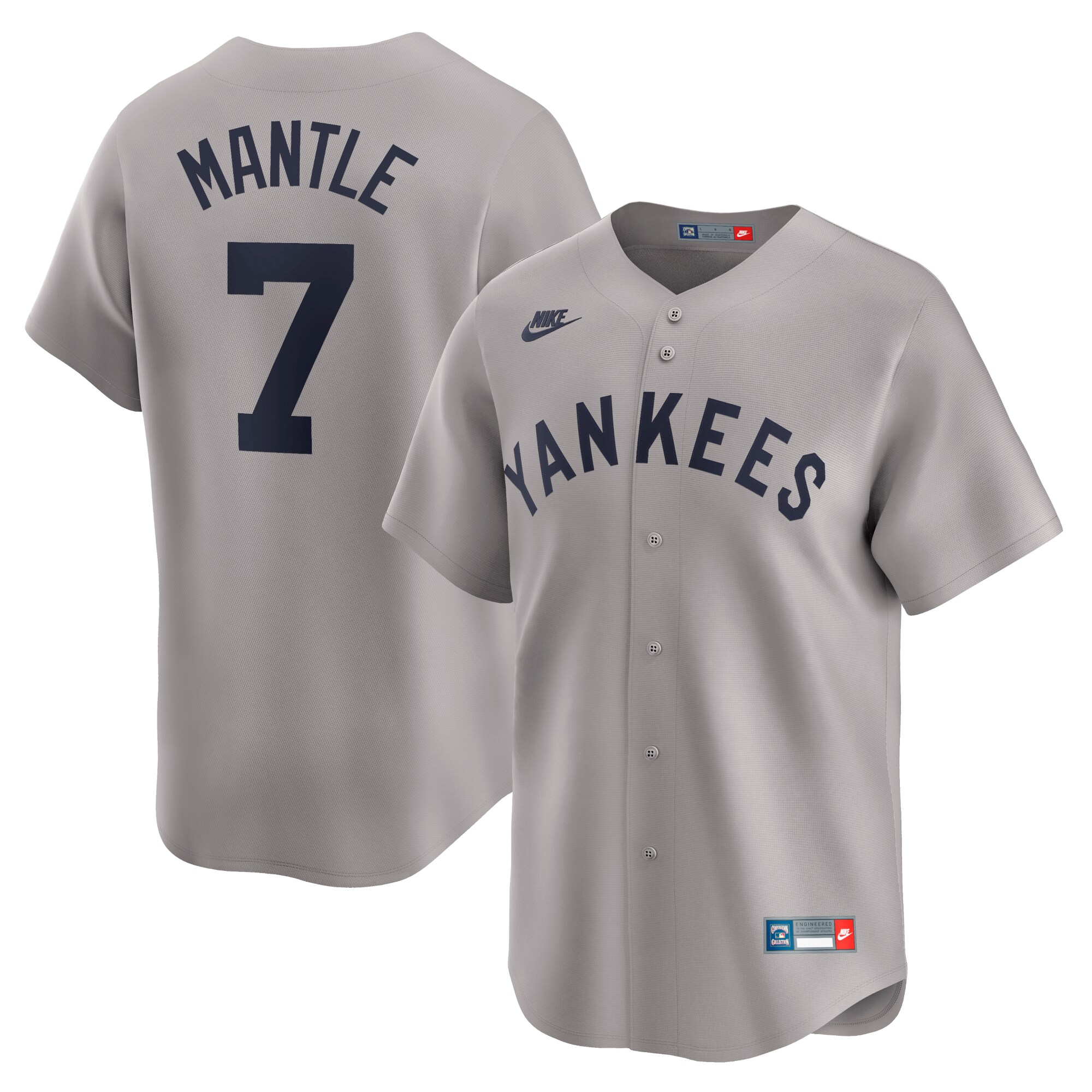 Mickey Mantle New York Yankees Throwback Cooperstown Collection Limited Baseball Jersey - Gray