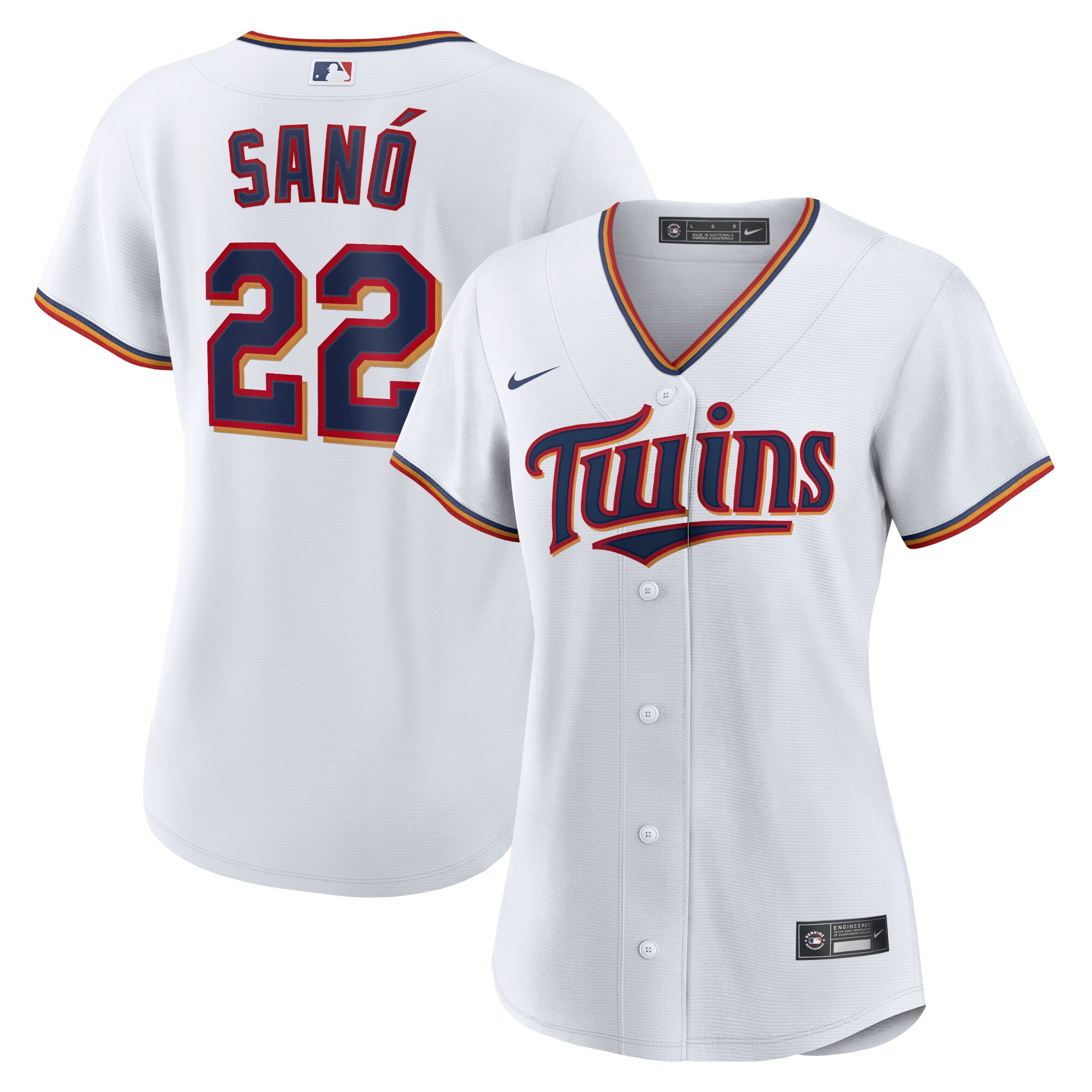 Alternative view of Miguel Sano Minnesota Twins Women’s Home Replica Player Baseball Jersey – White