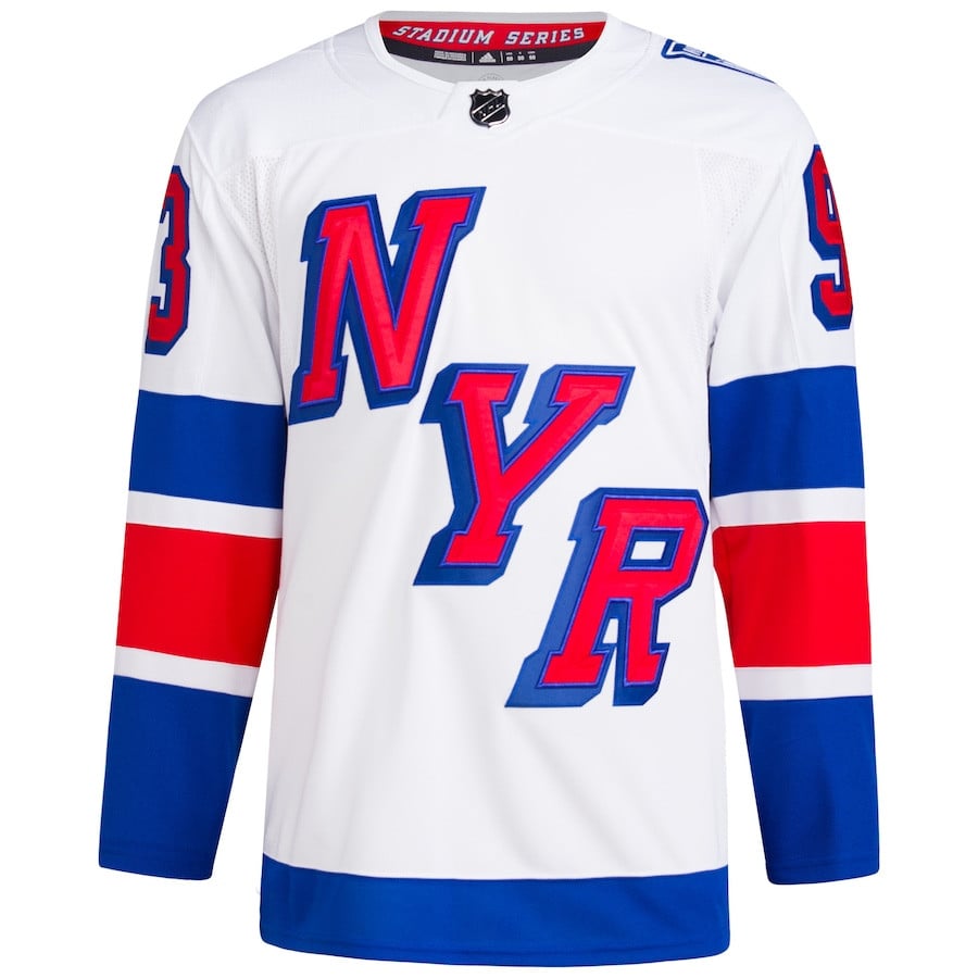 Alternative view of Mika Zibanejad 93 New York Rangers 2024 Stadium Series Primegreen Men Hockey Jersey - White - JS734 