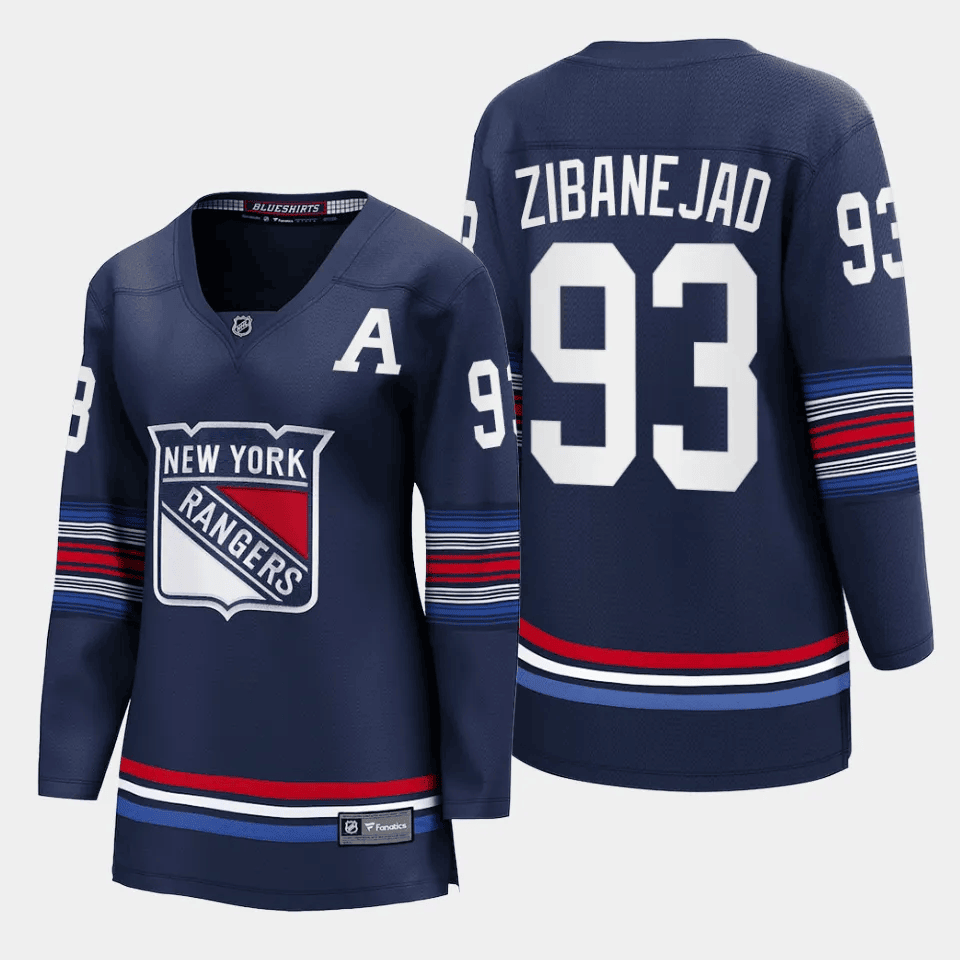 Mika Zibanejad 93 New York Rangers Women Alternate Premier Breakaway Hockey Jersey - Navy - JS596 