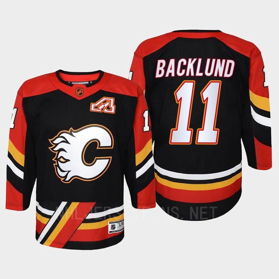 Mikael Backlund 11 Calgary Flames 2022 Special Edition 2.0 Retro Youth Hockey Jersey Black - JS335 