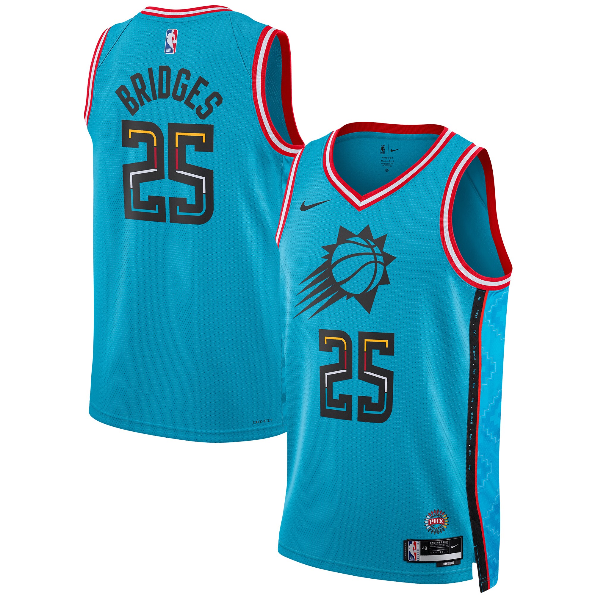 Mikal Bridges Phoenix Suns Unisex 2022/23 Swingman Basketball Jersey - City Edition - Turquoise