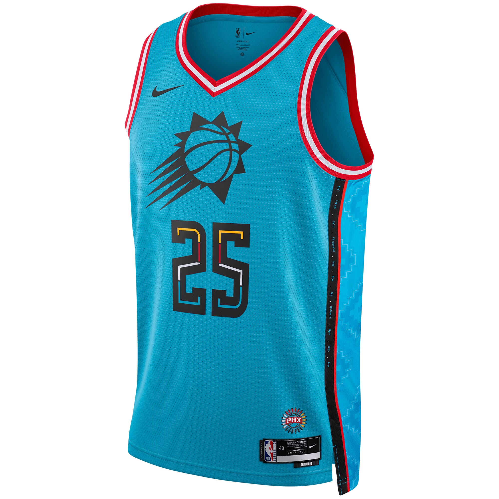 Alternative view of Mikal Bridges Phoenix Suns Unisex 2022/23 Swingman Basketball Jersey - City Edition - Turquoise