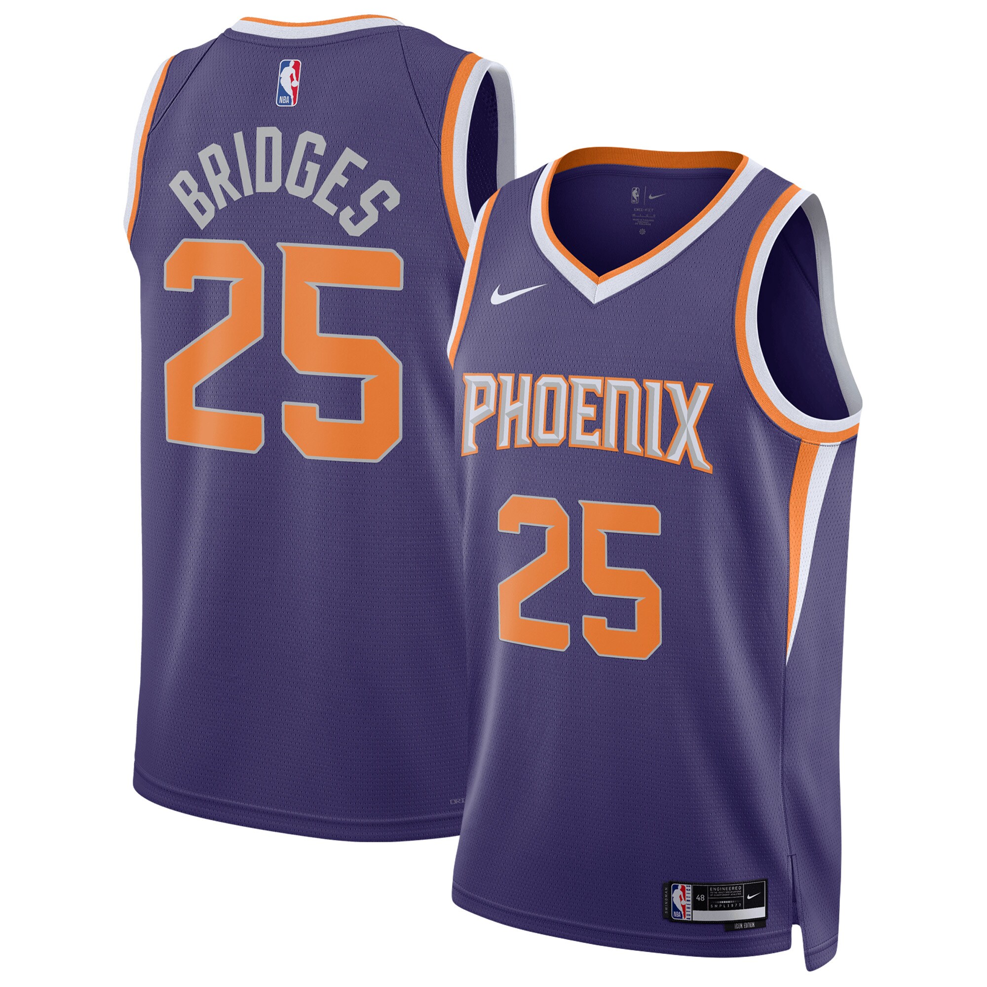 Mikal Bridges Phoenix Suns Unisex Swingman Basketball Jersey - Icon Edition - Purple