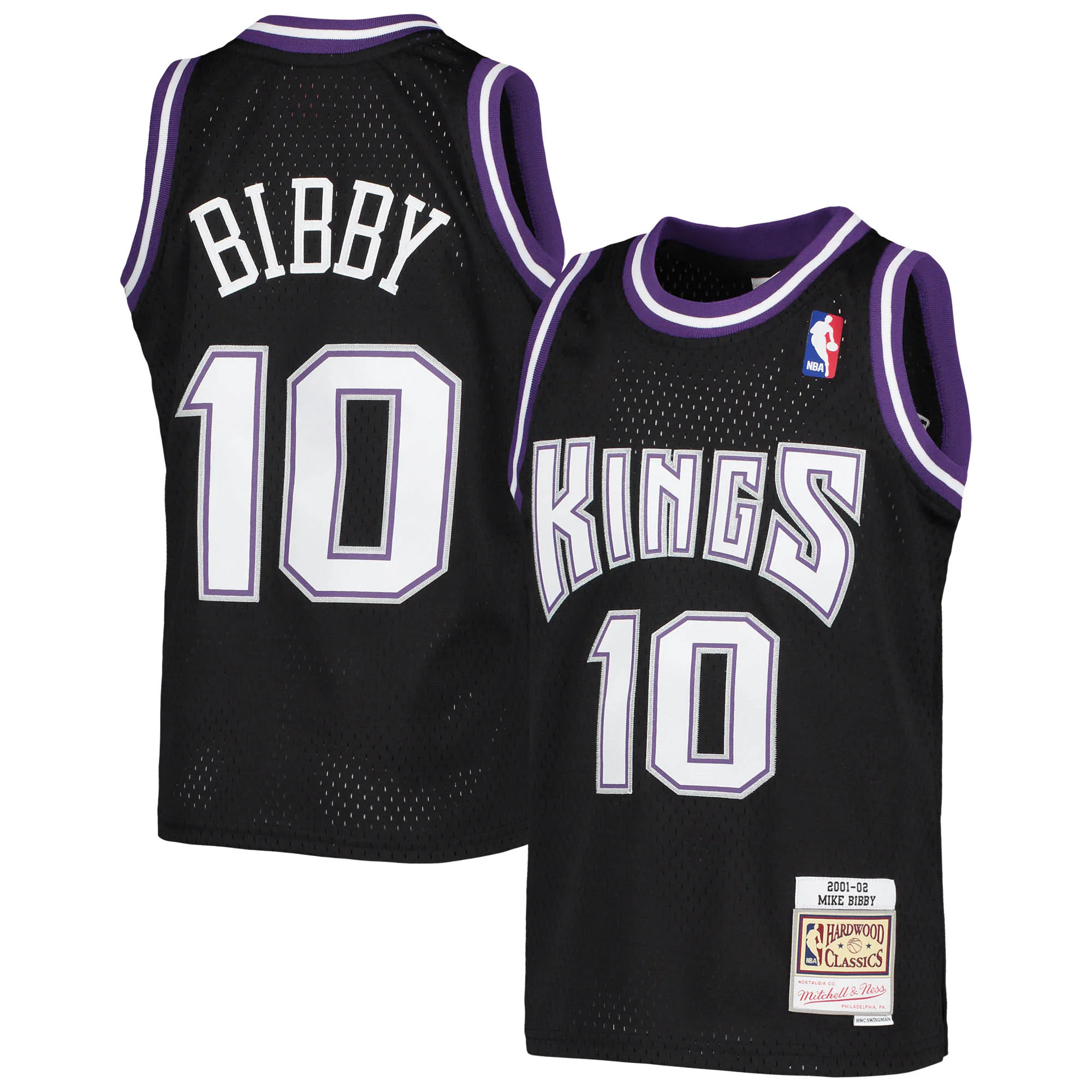 Mike Bibby Sacramento Kings Mitchell & Ness Youth 2001-02 Hardwood Classics Swingman Basketball Jersey - Black