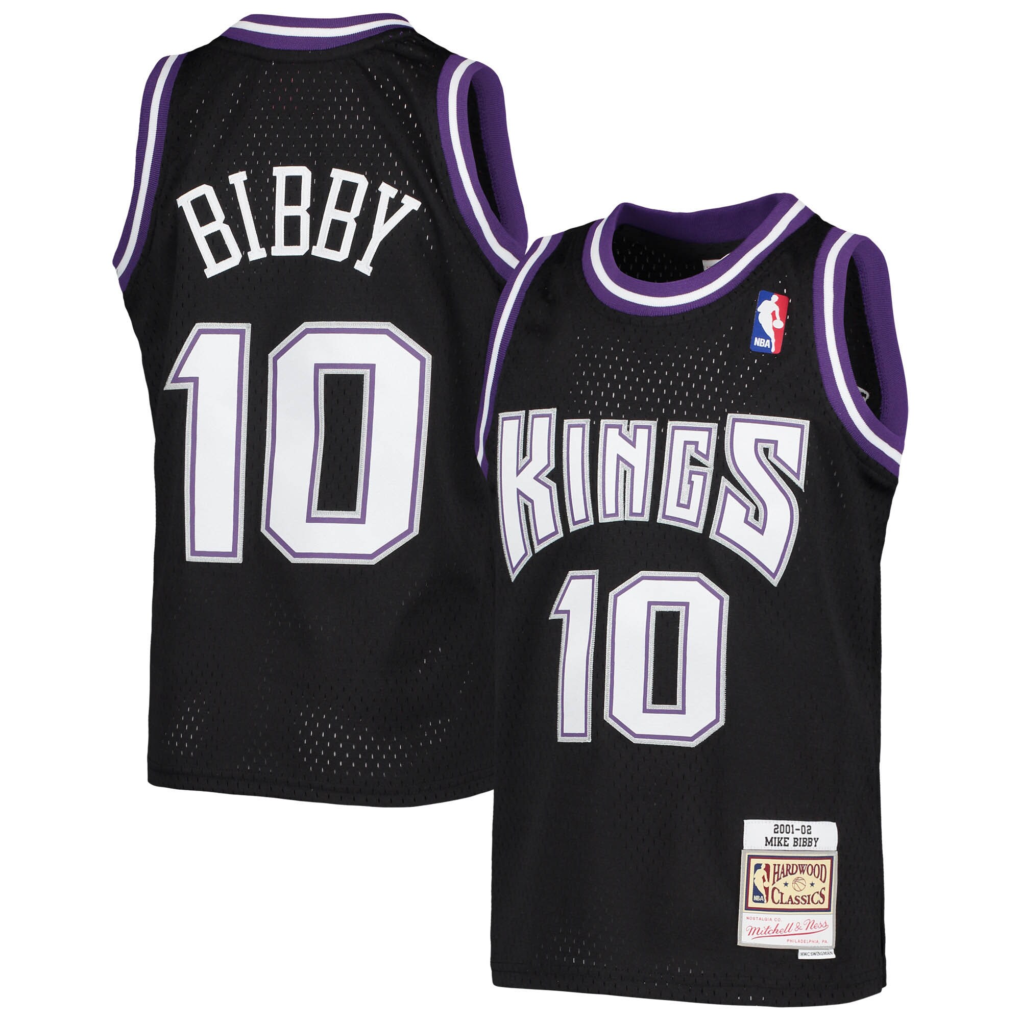 Alternative view of Mike Bibby Sacramento Kings Mitchell & Ness Youth 2001-02 Hardwood Classics Swingman Basketball Jersey - Black