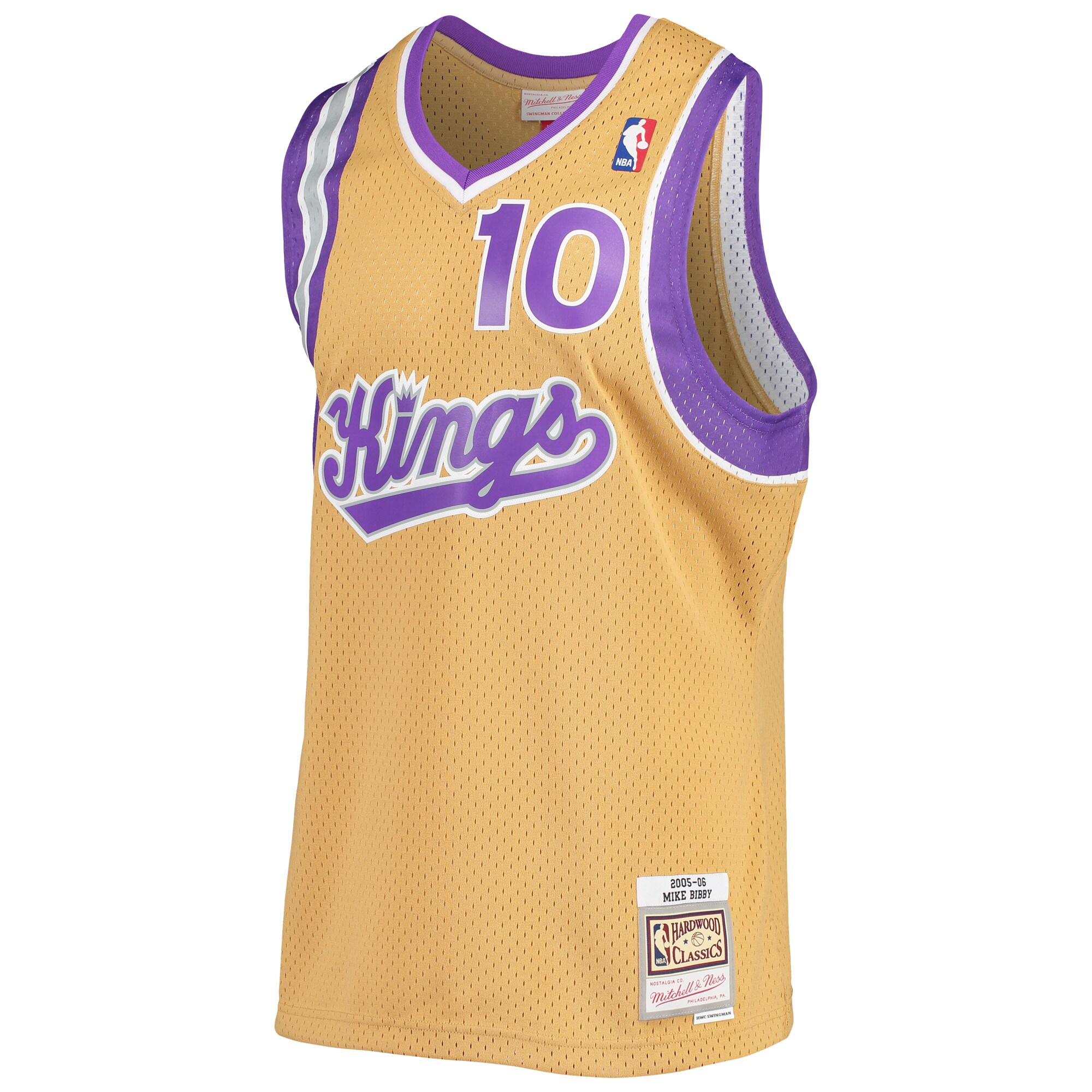 Alternative view of Mike Bibby Sacramento Kings Mitchell & Ness 2005/06 Hardwood Classics Swingman Basketball Jersey - Gold