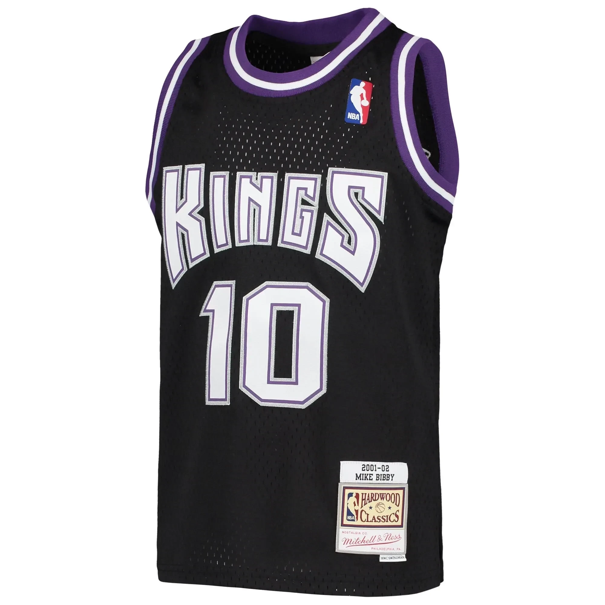 Alternative view of Mike Bibby Sacramento Kings Mitchell & Ness Youth 2001-02 Hardwood Classics Swingman Basketball Jersey - Black - JS772 