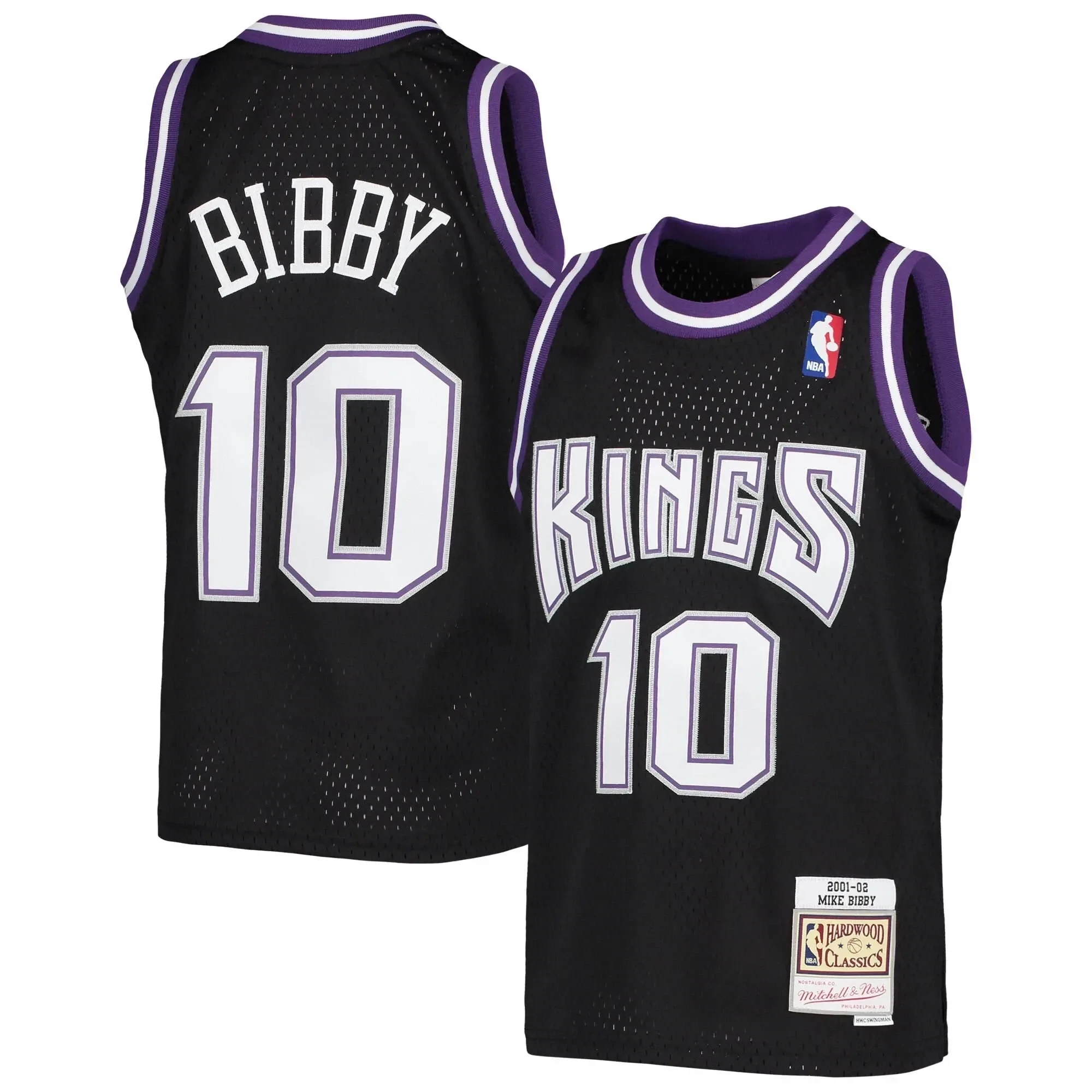 Mike Bibby Sacramento Kings Mitchell & Ness Youth 2001-02 Hardwood Classics Swingman Basketball Jersey - Black - JS772 