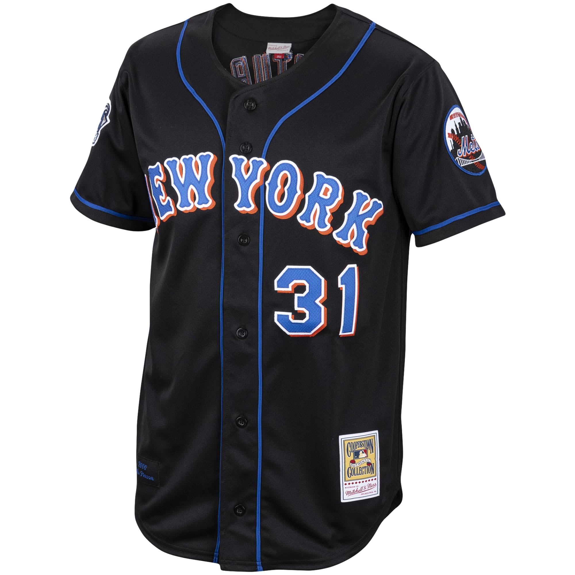 Alternative view of Mike Piazza New York Mets Mitchell & Ness Alternate 2000 Cooperstown Collection Authentic Baseball Jersey - Black