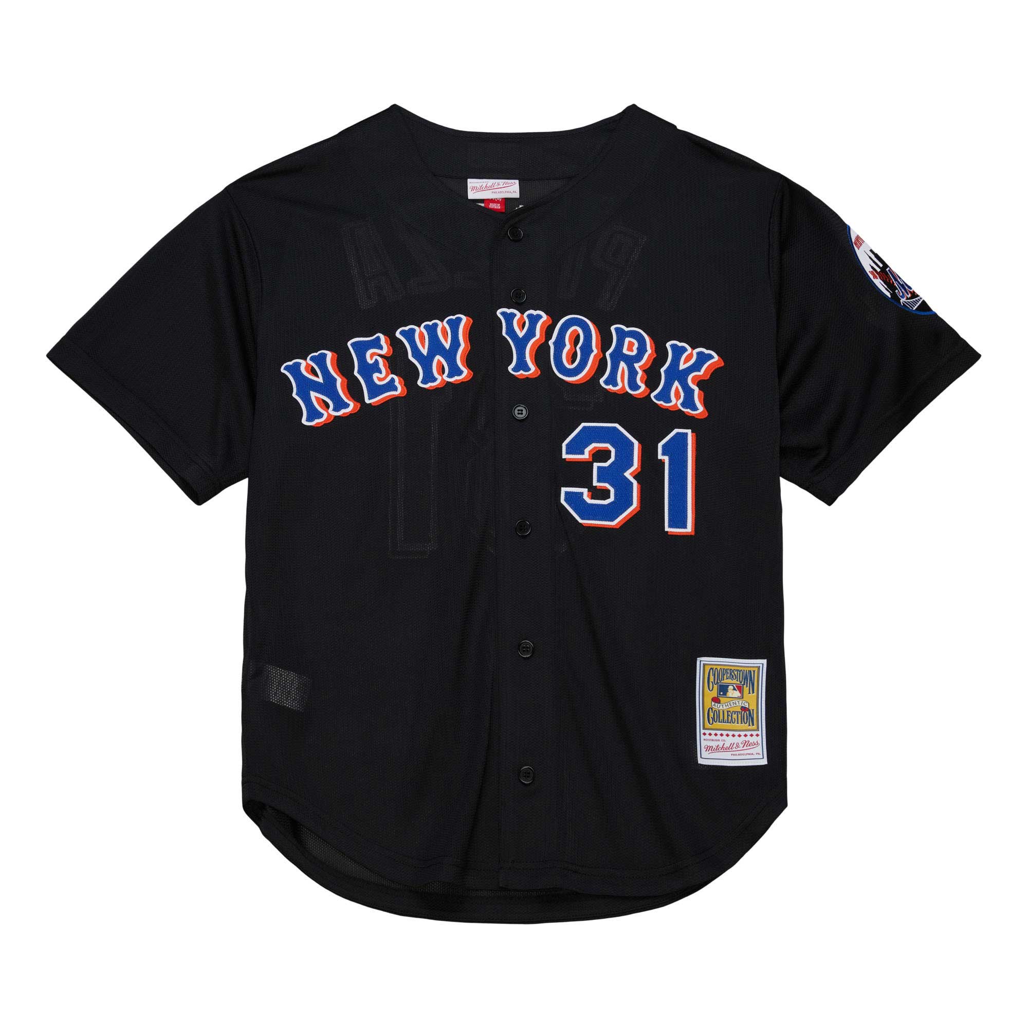 Alternative view of Mike Piazza New York Mets Mitchell & Ness Cooperstown Collection 2000 Batting Practice Baseball Jersey - Black