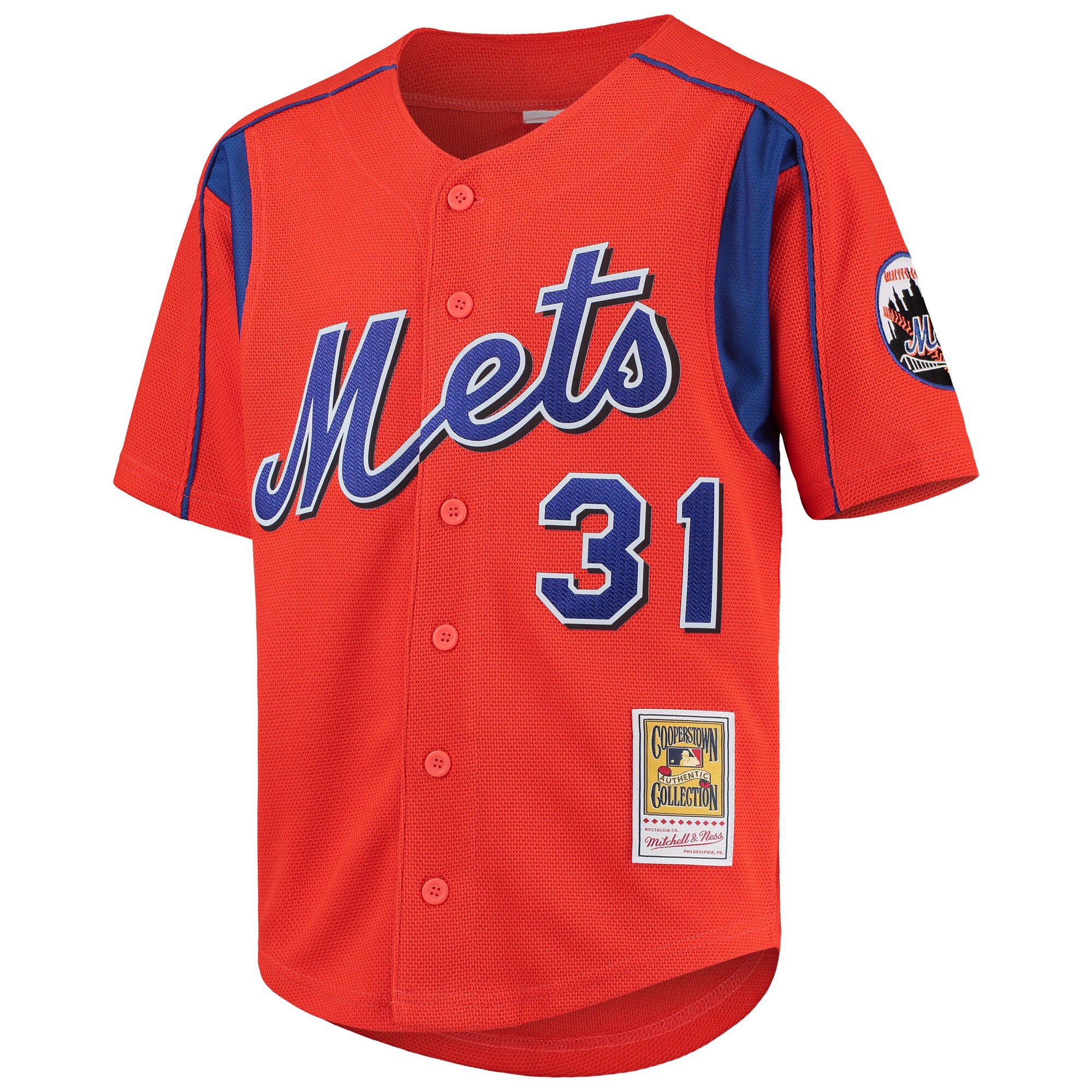 Alternative view of Mike Piazza New York Mets Mitchell & Ness Youth Cooperstown Collection Mesh Batting Practice Baseball Jersey - Orange