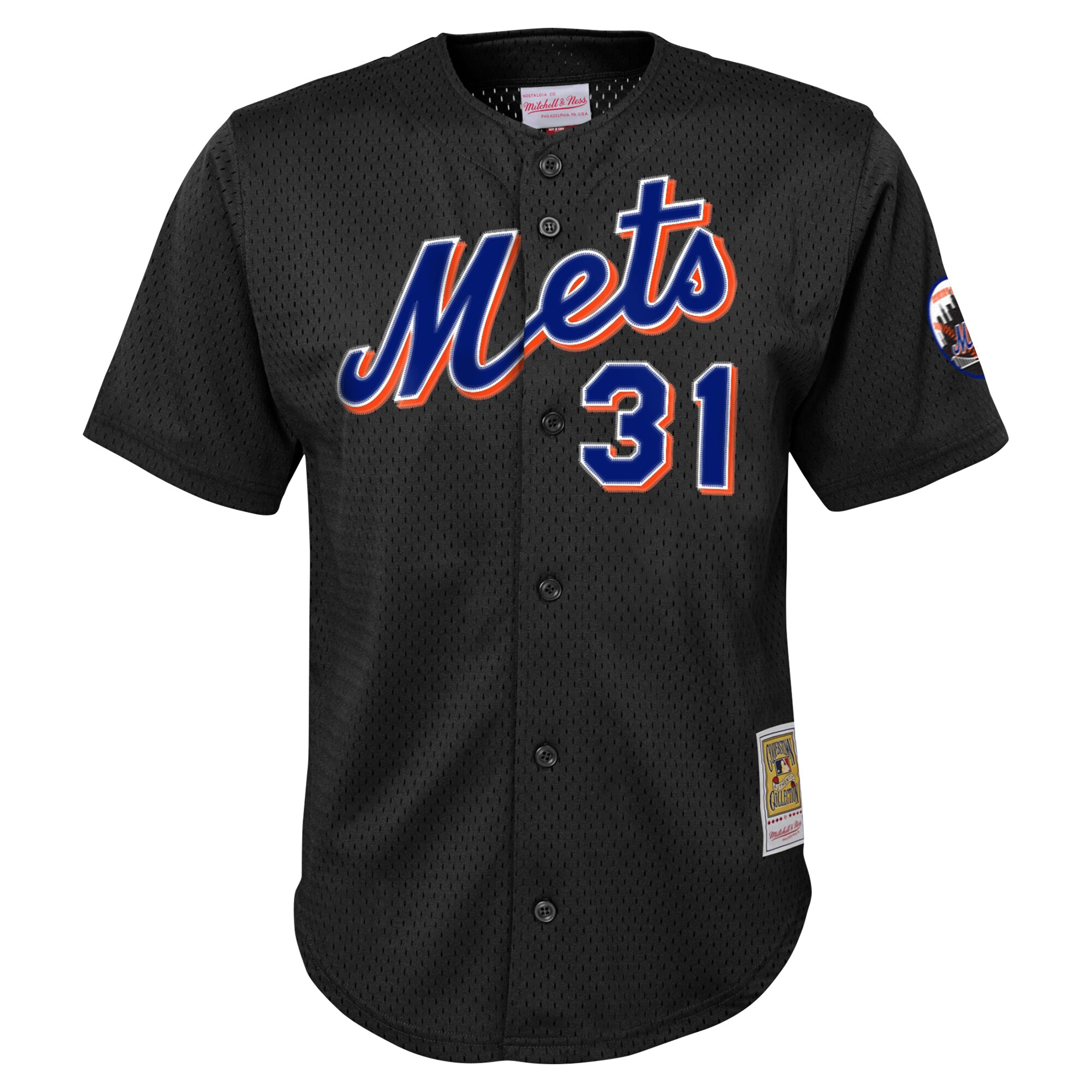 Alternative view of Mike Piazza New York Mets Mitchell & Ness Youth Cooperstown CollectionÃƒâ€šÃ‚Â mesh Batting Practice Baseball Jersey - Black