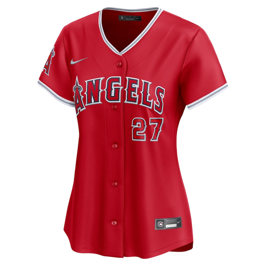 Alternative view of Mike Trout 27 Los Angeles Angels Alternate Limited Women Baseball Jersey - Red 