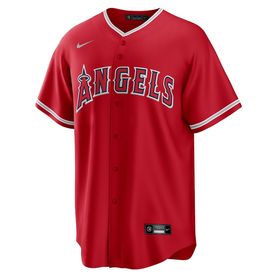 Alternative view of Mike Trout 27 Los Angeles Angels Alternate Men Baseball Jersey - Red 