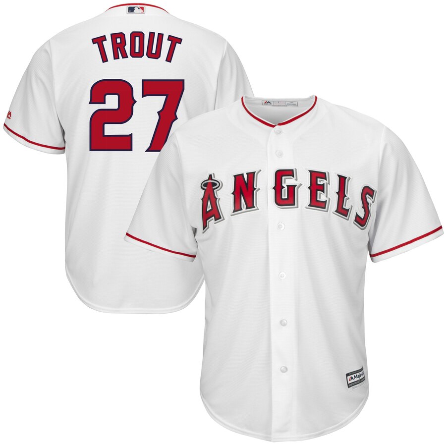 Mike Trout #27 Los Angeles Angels Majestic Big And Tall Cool Base Player Baseball Jersey - White