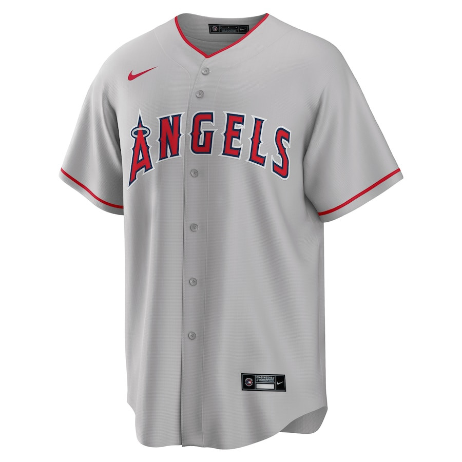 Alternative view of Mike Trout 27 Los Angeles Angels Road Men Baseball Jersey - Silver 