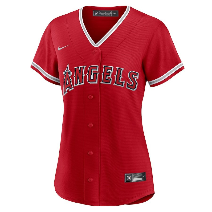 Alternative view of Mike Trout 27 Los Angeles Angels Women's Alternate Player Baseball Jersey - Red 
