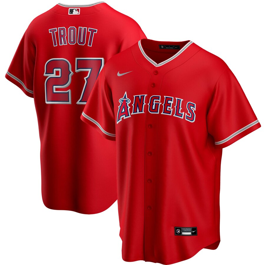 Mike Trout Los Angeles Angels Alternate 2020 Replica Player Baseball Jersey ÃƒÂ¢Ã¢â€šÂ¬Ã¢â‚¬Å“ Red