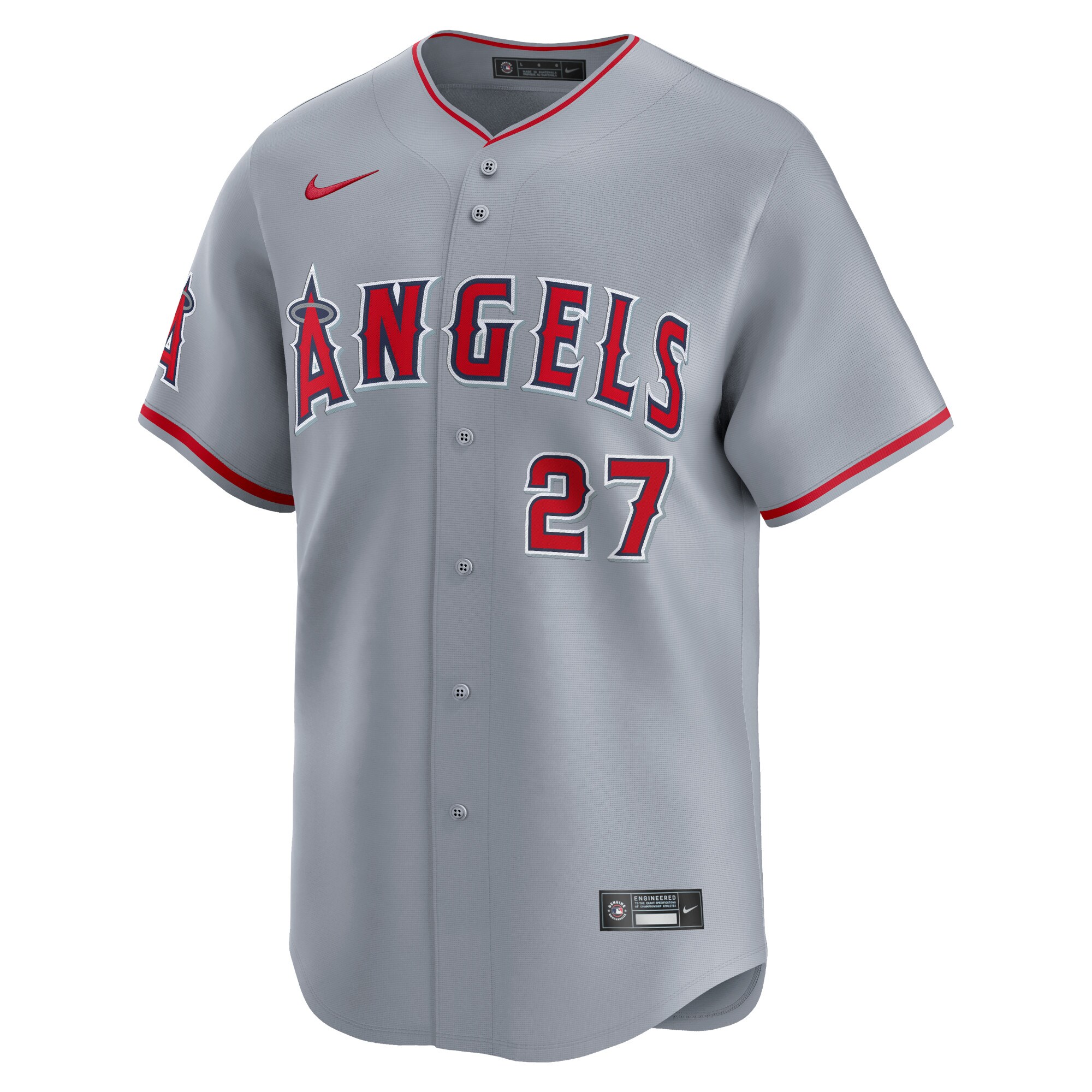 Alternative view of Mike Trout Los Angeles Angels Away Limited Player Baseball Jersey - Gray