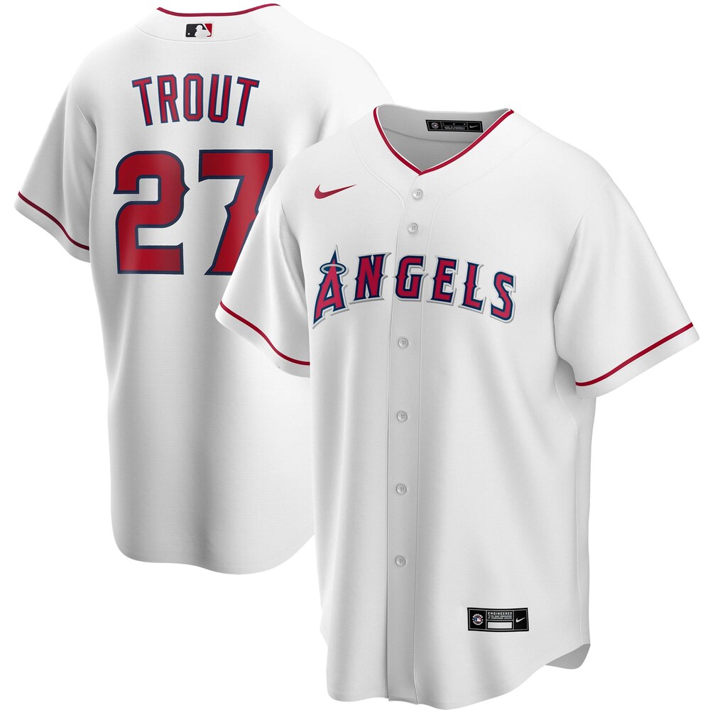 Mike Trout Los Angeles Angels Home 2020 Player Baseball Jersey - White Color