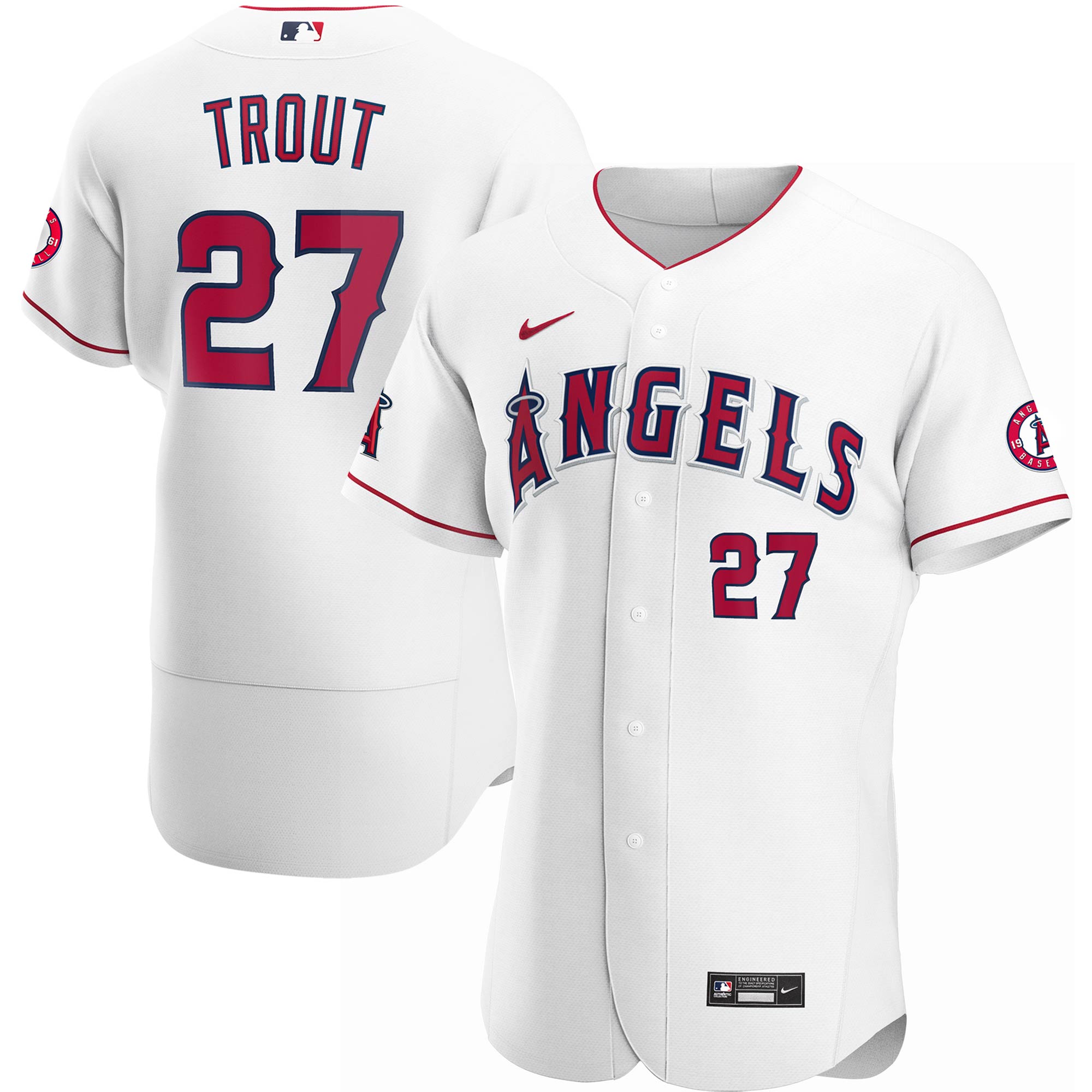 Mike Trout Los Angeles Angels Home Authentic Player Baseball Jersey - White