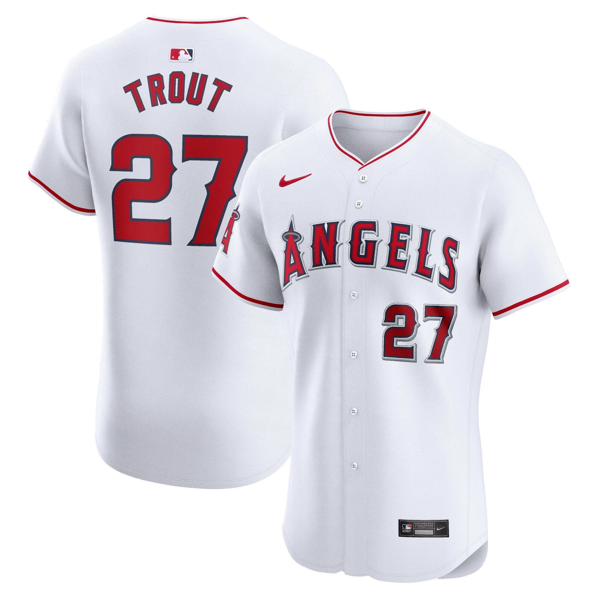 Mike Trout Los Angeles Angels Home Elite Player Baseball Jersey - White