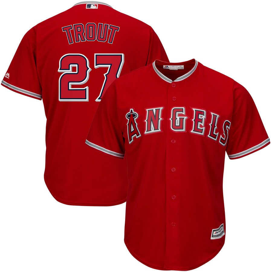 Mike Trout Los Angeles Angels Majestic Alternate Big And Tall Cool Base Player Baseball Jersey - Scarlet