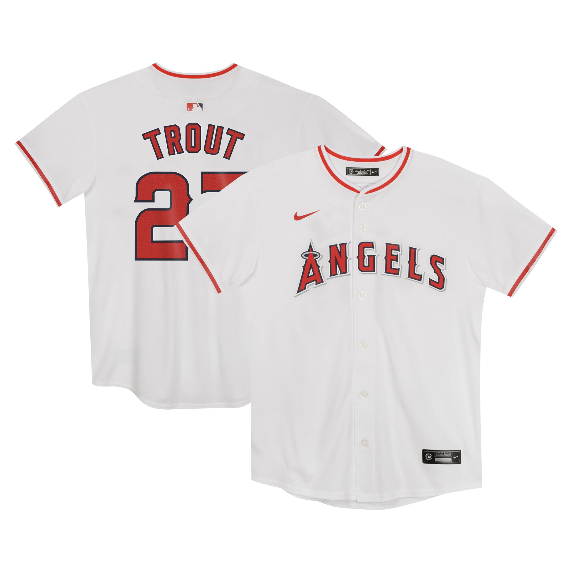 Mike Trout Los Angeles Angels Preschool Home Game Baseball Jersey - White