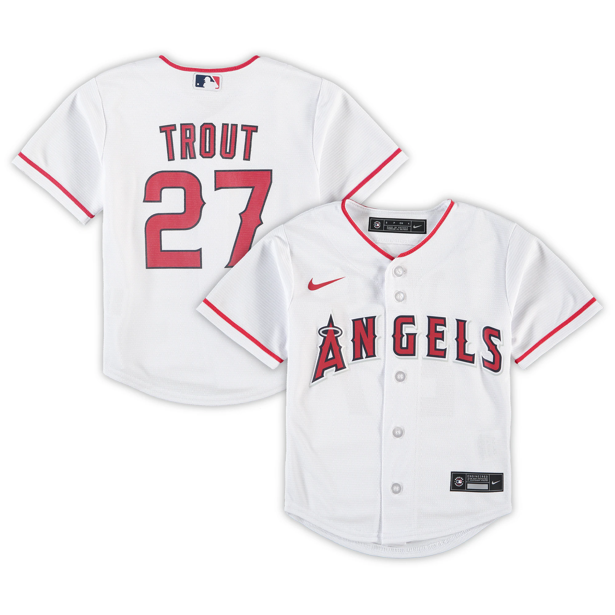 Mike Trout Los Angeles Angels Preschool Home Replica Player Baseball Jersey - White
