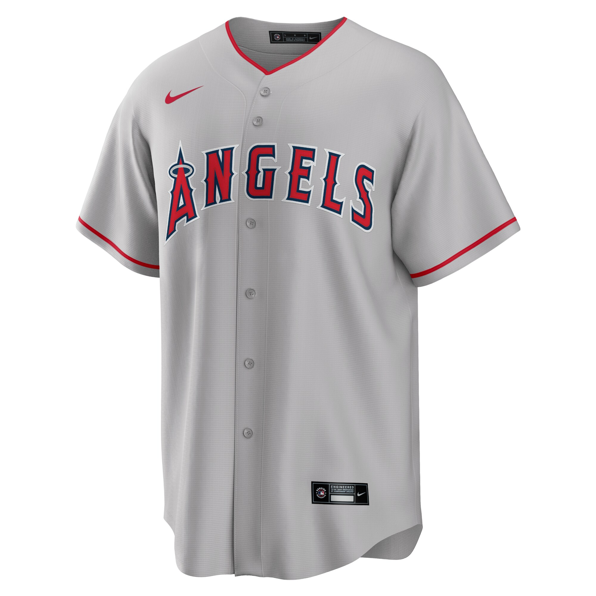 Alternative view of Mike Trout Los Angeles Angels Road Replica Player Name Baseball Jersey - Silver