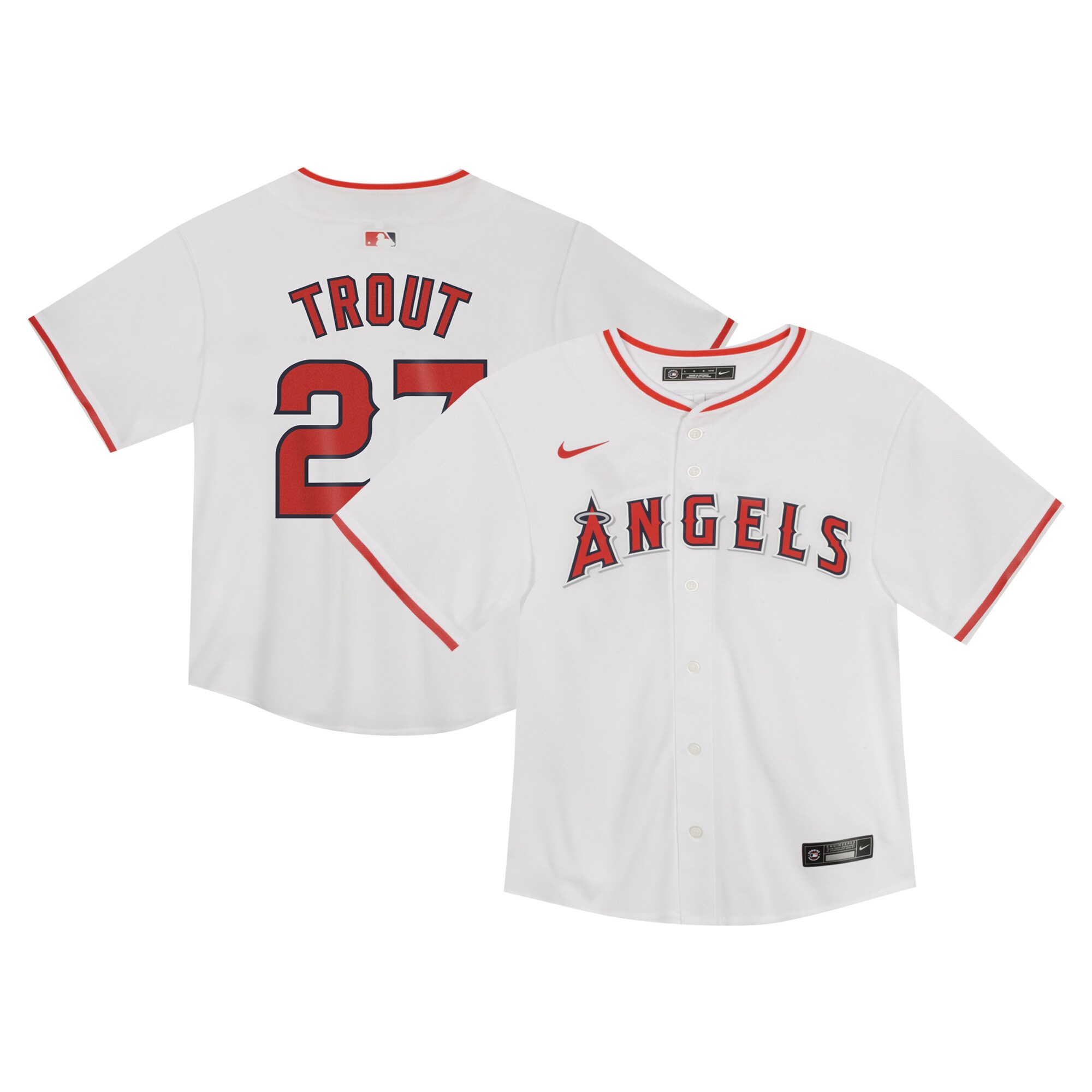 Mike Trout Los Angeles Angels Toddler Game Baseball Jersey - White