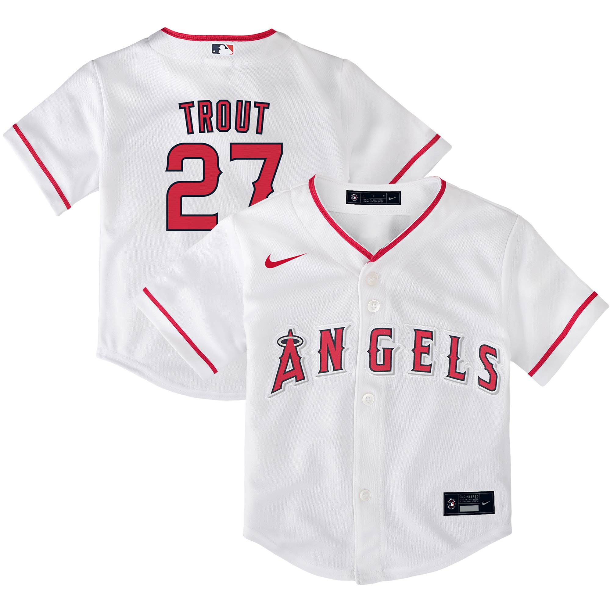 Mike Trout Los Angeles Angels Toddler Home Replica Player Baseball Jersey - White