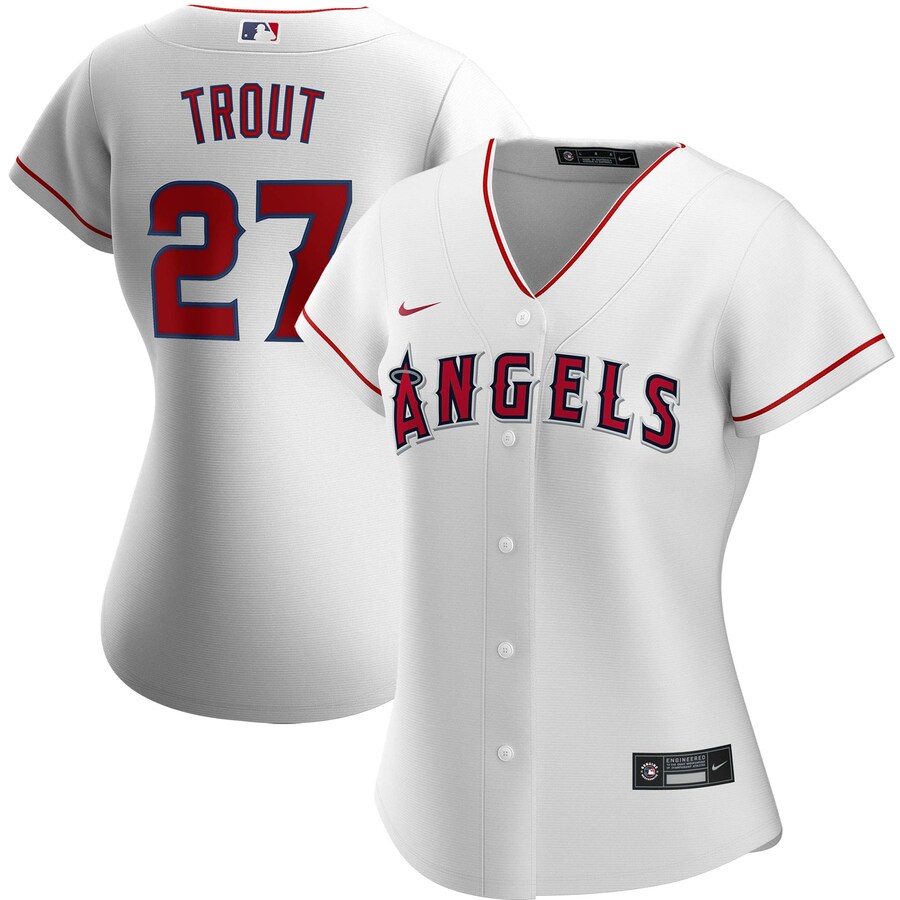 Mike Trout Los Angeles Angels Women's Home 2020 Replica Player Baseball Jersey ÃƒÂ¢Ã¢â€šÂ¬Ã¢â‚¬Å“ White