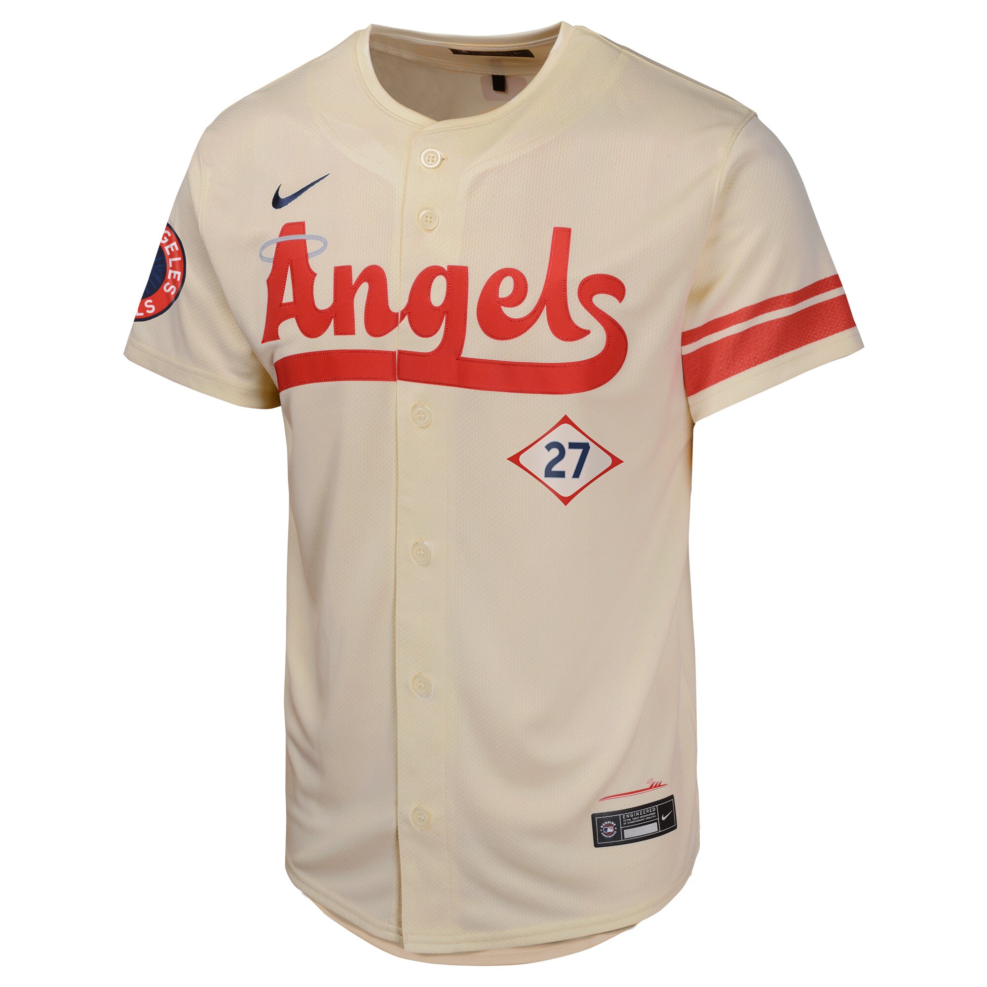 Alternative view of Mike Trout Los Angeles Angels Youth City Connect Limited Player Baseball Jersey - Cream