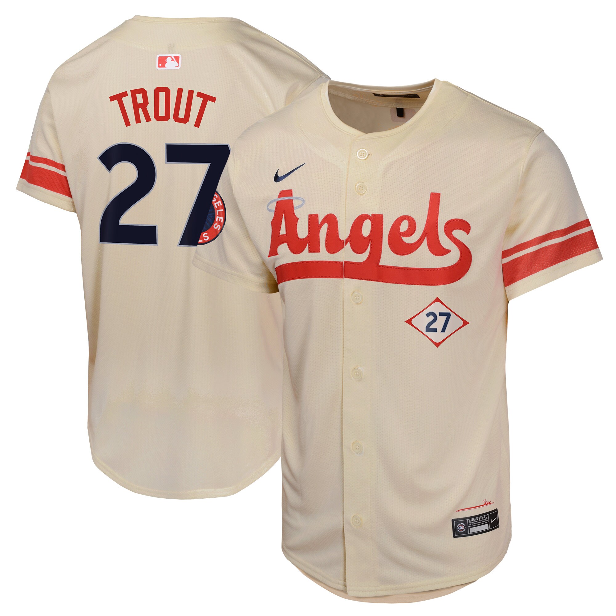 Mike Trout Los Angeles Angels Youth City Connect Limited Player Baseball Jersey - Cream