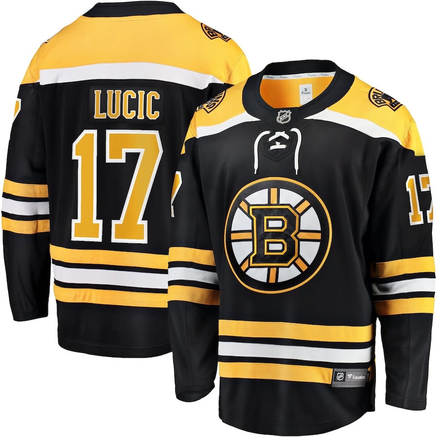 Milan Lucic 17 Boston Bruins Breakaway Home Hockey Jersey - Men, Black - JS435 