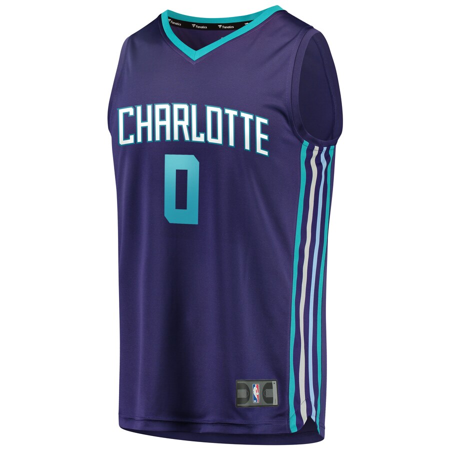 Alternative view of Miles Bridges Charlotte Hornets Fanatics Branded Fast Break Alternate Basketball Jersey - Purple