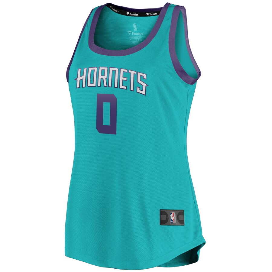Alternative view of Miles Bridges Charlotte Hornets Fanatics Branded Women's Fast Break Team Tank Basketball Jersey - Icon Edition - Teal