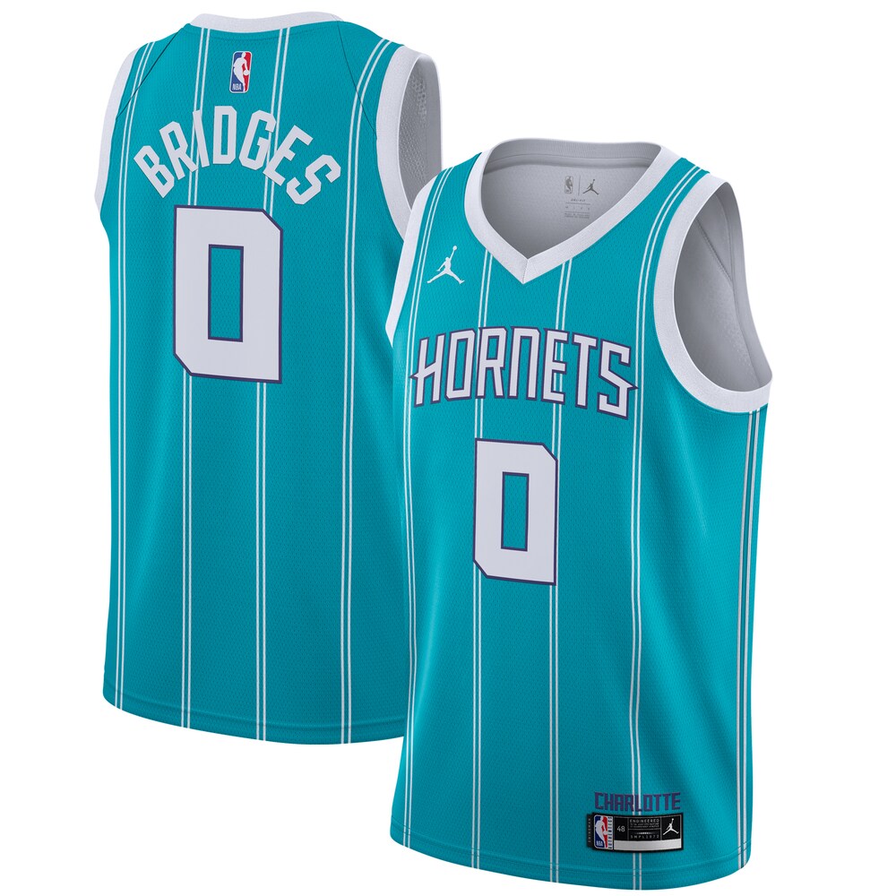 Miles Bridges Charlotte Hornets Jordan Brand 2020/21 Swingman Basketball Jersey Teal - Icon Edition