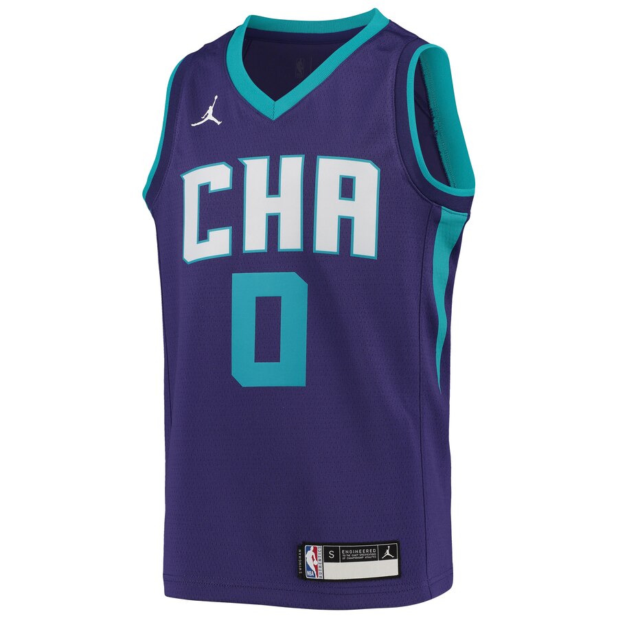 Alternative view of Miles Bridges Charlotte Hornets Youth Swingman Player Basketball Jersey - Statement Edition - Purple