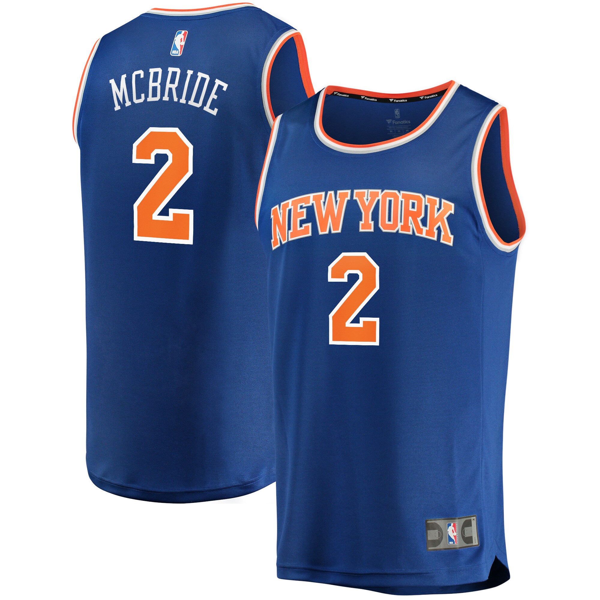 Alternative view of Miles Mcbride New York Knicks Fanatics Branded 2021/22 Fast Break Replica Basketball Jersey - Icon Edition - Blue