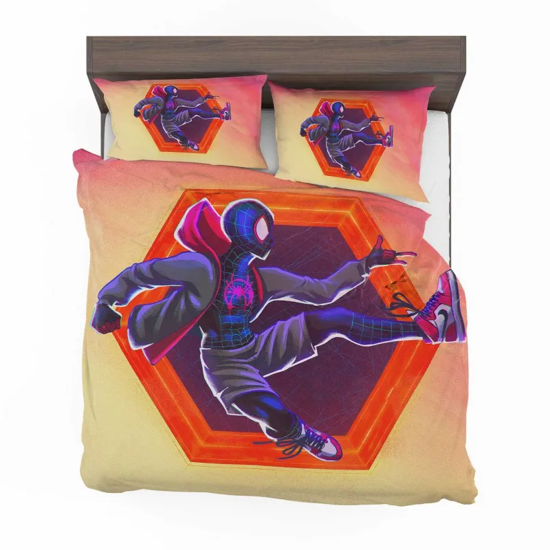 Alternative view of Miles Morales In SpiderMan Across The Spider Verse Bedding Set - Custom Bedding Set
