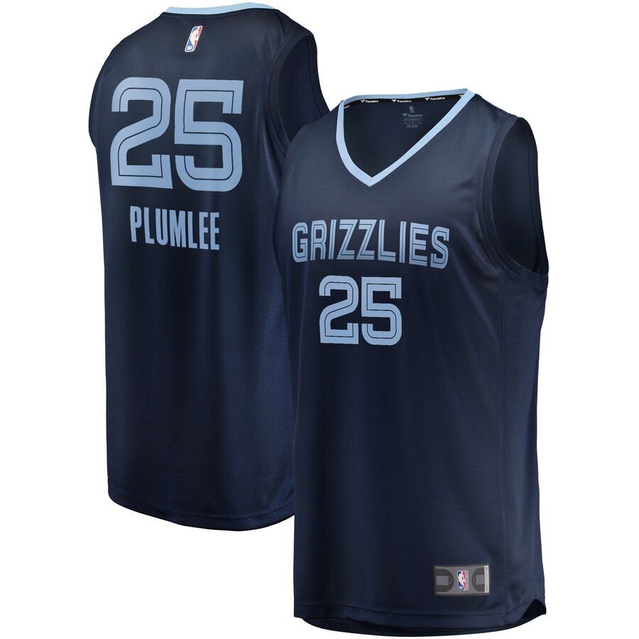 Miles Plumlee Memphis Grizzlies Fanatics Branded Fast Break Replica Basketball Jersey Navy - Icon Edition