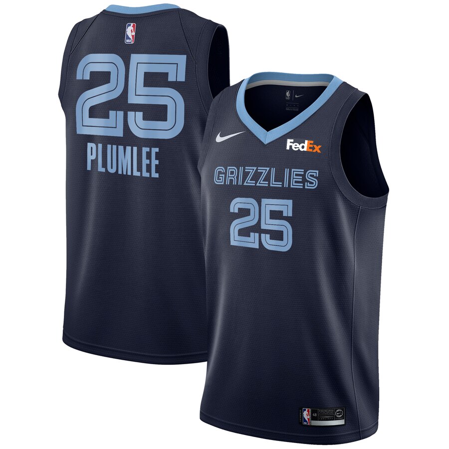 Miles Plumlee Memphis Grizzlies Swingman Sponsor Patch Replica Basketball Jersey - Icon Edition - Navy
