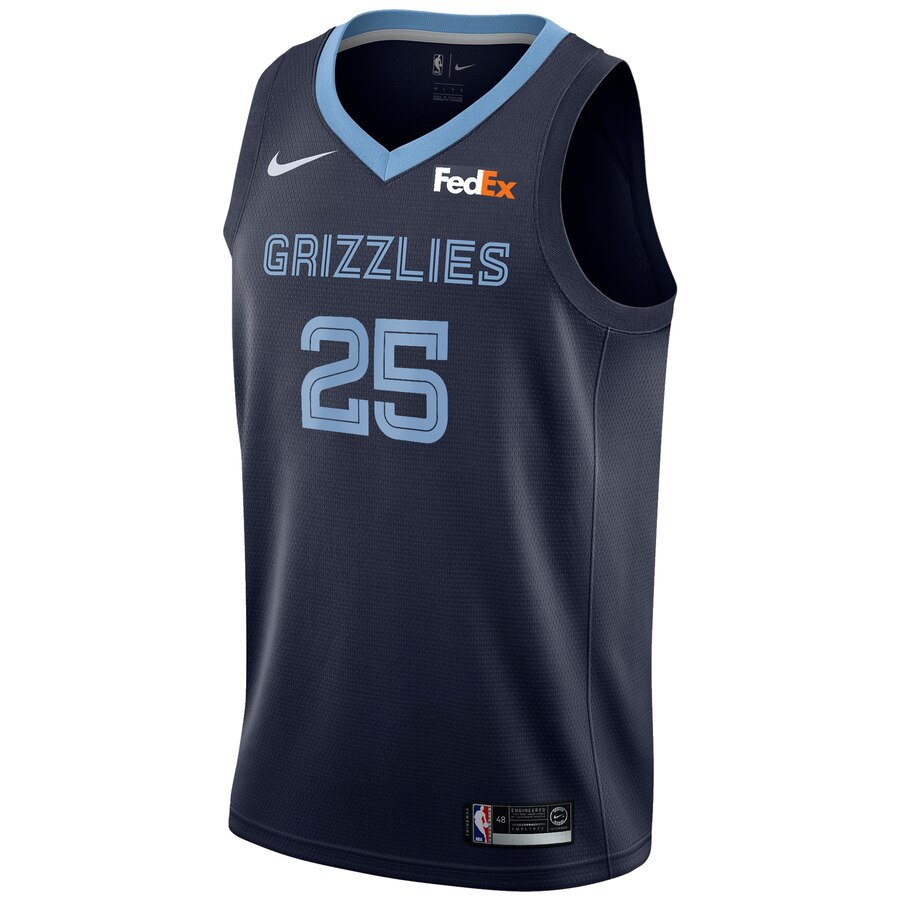Alternative view of Miles Plumlee Memphis Grizzlies Swingman Sponsor Patch Replica Basketball Jersey - Icon Edition - Navy