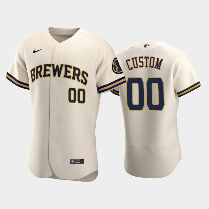Milwaukee Brewers 00 Custom Home Team Cream Baseball Jersey Baseball Jersey 