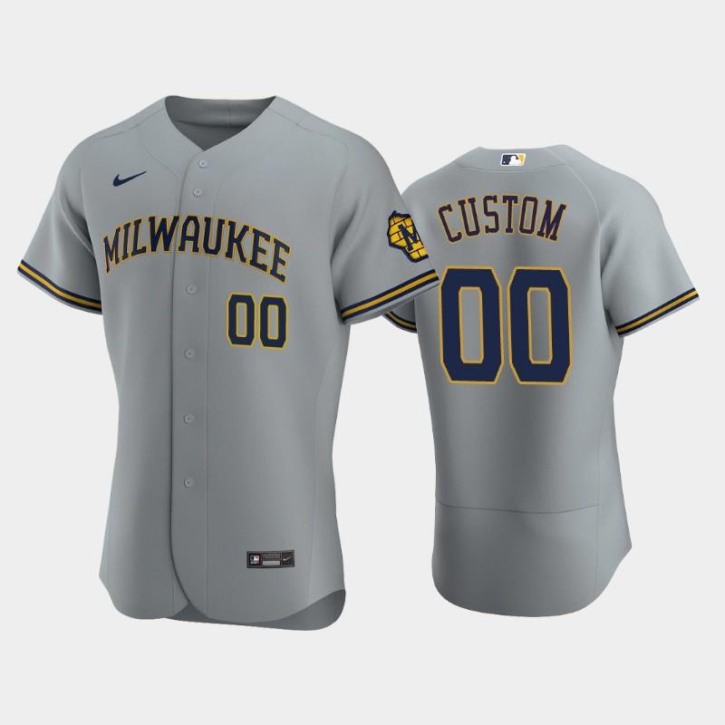 Milwaukee Brewers 00 Custom Road Team Gray Baseball Jersey Baseball Jersey 